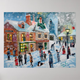 Poster Scrooge A Christmas Carol hiver scène de neige fan