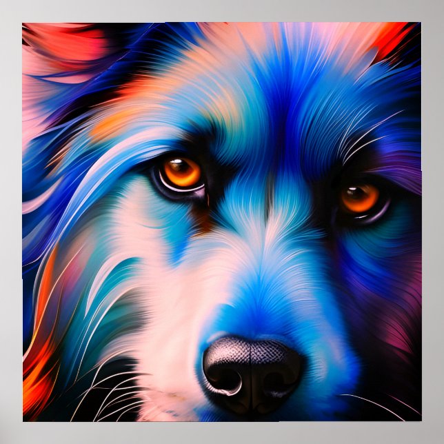 POSTER SCRUFFER BLEU N RED TERRIER CHIEN (Devant)