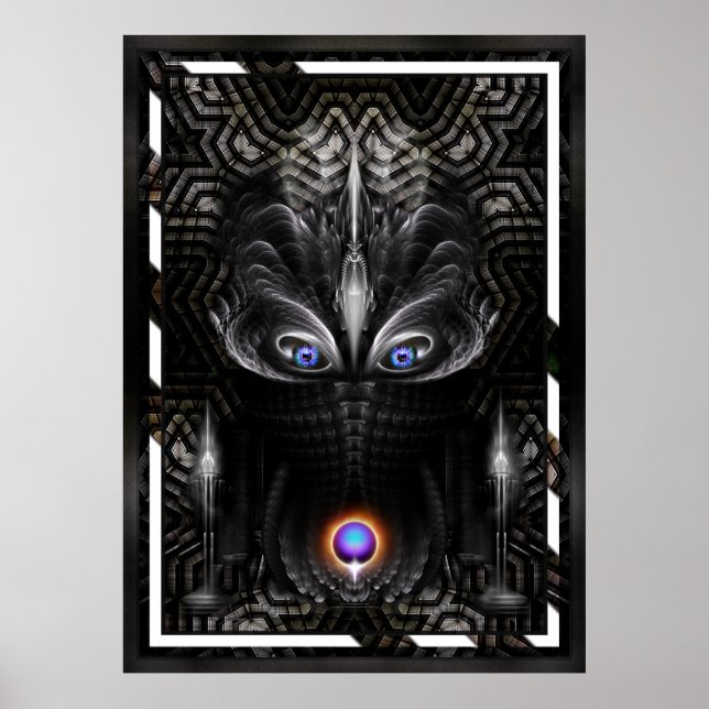 Poster Sculpture de guerrier foncé Art fractal (Devant)