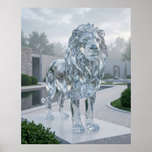 Sculpture de Lion en Verre Aube