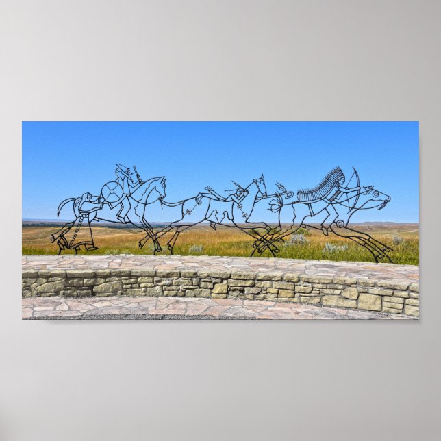 Poster Sculpture du Mémorial Indien, Little Bighorn, Mont (Devant)
