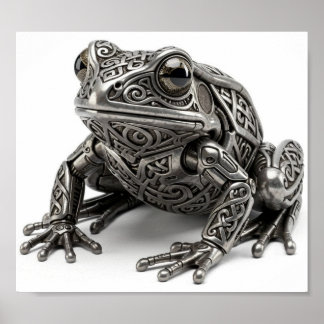 Poster Sculpture mécanique complexe de grenouille en arge