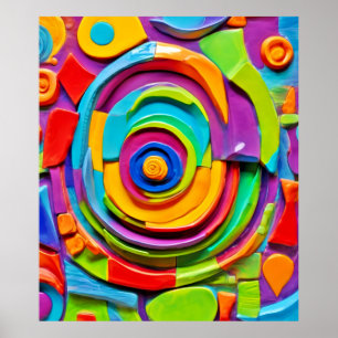 Poster Sculpture surréelle colorée Jouer
