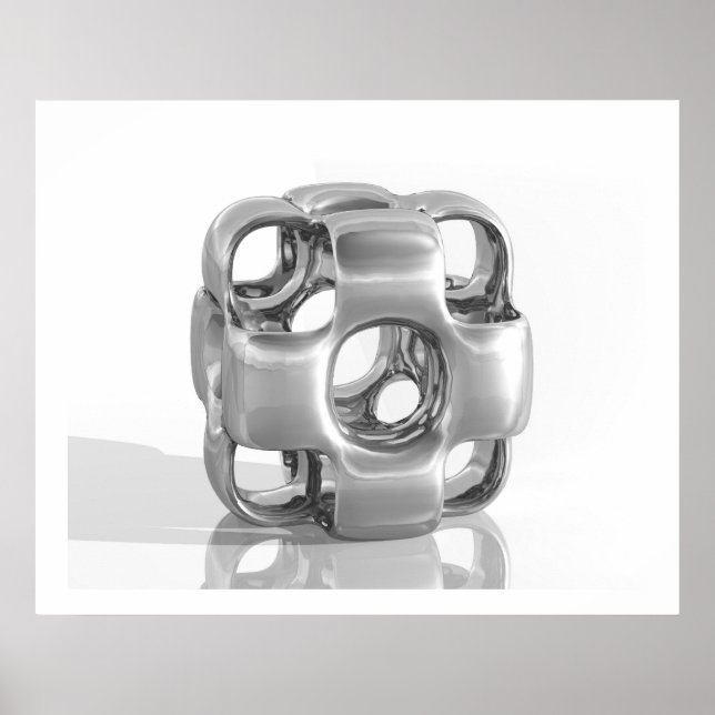 Poster Sculpture Virtuelle En Aluminium poli Cube (Devant)