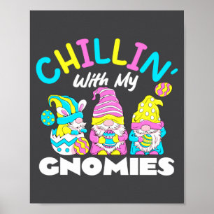 Poster Se détendre avec mes gnomes jour de Pâques lapin E