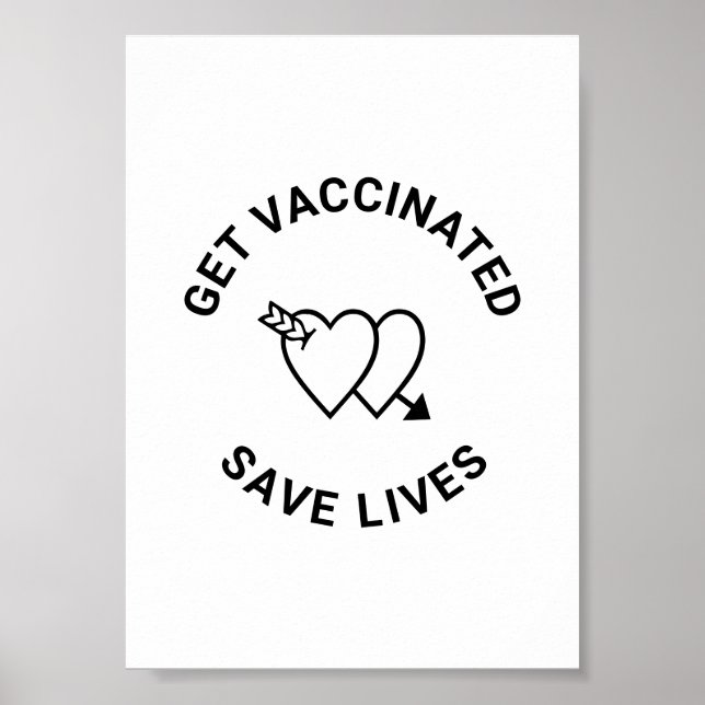 Poster Se faire vacciner sauver des vies Coeurs blancs no (Devant)