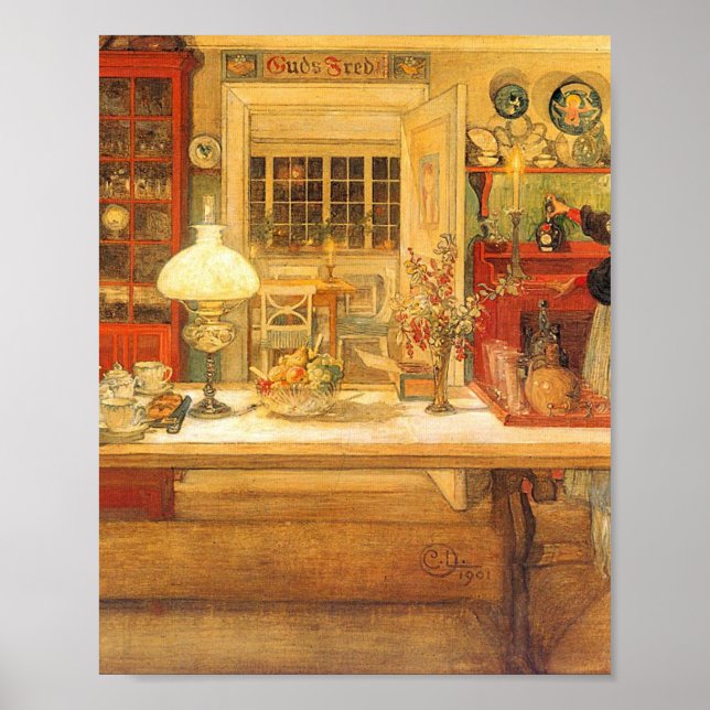 Poster Se Préparer Pour Un Jeu De Cartes Par Carl Larsson (Devant)