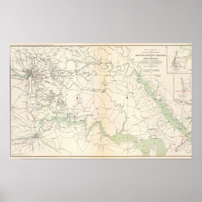 Poster SE Virginia, Ft Monroe, approches de Richmond (Devant)