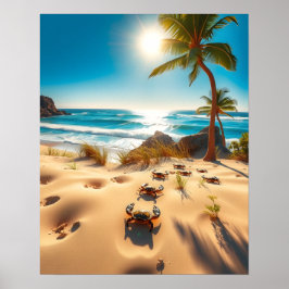 Poster Sea Crabs on Tropical Beach – Serene Ocea