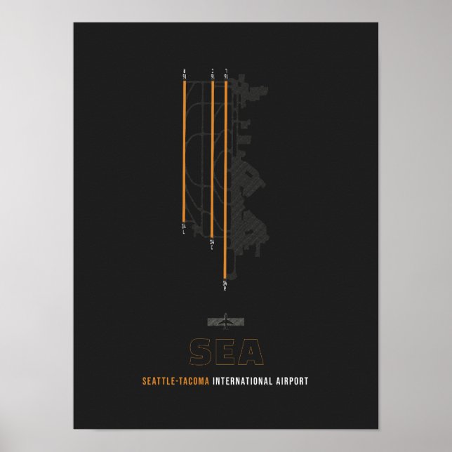 Poster SEA - Diagramme de piste de l'aéroport de Seattle- (Devant)
