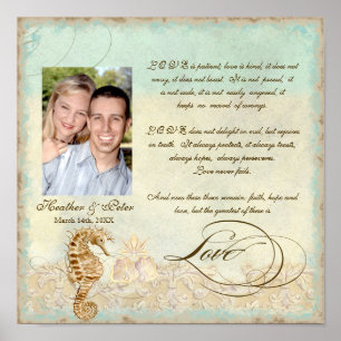 Poster Sea Horse Coastal Beach - Mariage Personnalisé