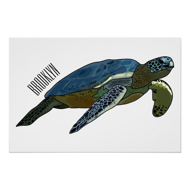 Poster Sea turtle cartoon (Devant)