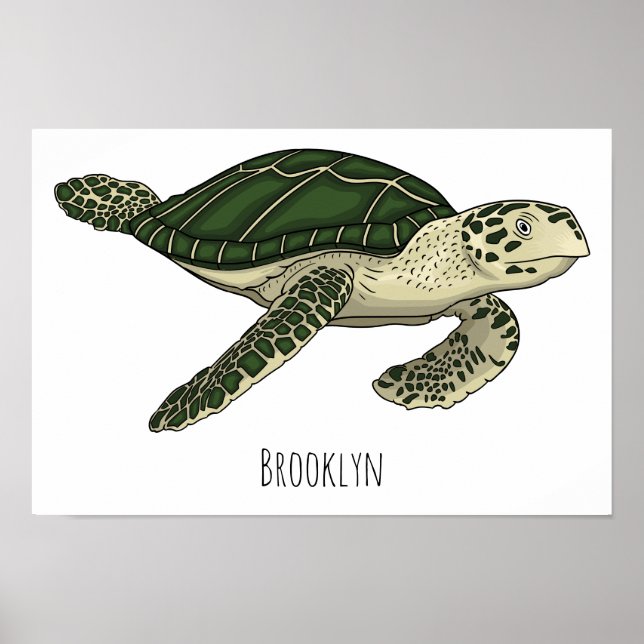 Poster Sea turtle cartoon (Devant)