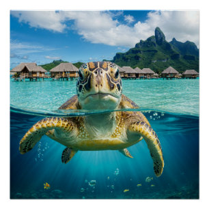Poster Sea Turtle in Tropical Paradise
