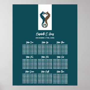 Poster Seahorse Romance, Plage Wedding Seating Chart