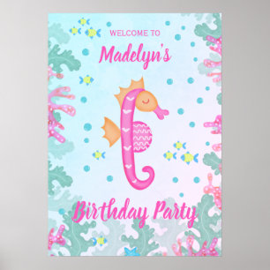 Poster Seahorse Under the Sea Birthday Party