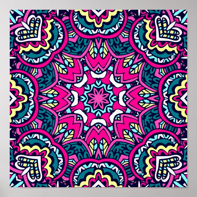 Poster Seamless Festive Boho Mandala (Devant)