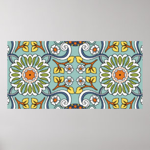 Poster Seamless medallion Vintage multi color pattern