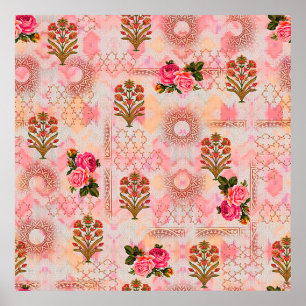 Poster Seamless mughal with floral floral pattern on digi