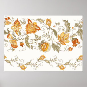 Poster Seamless pattern with stylized ornamental flowers 