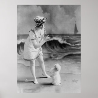Poster Seaside Pet Tricks, années 1910