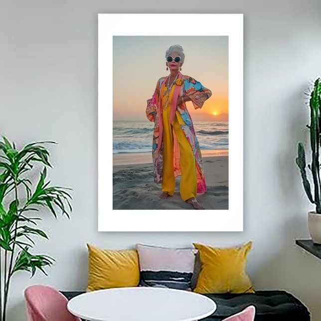 Poster Seaside Portrait of Flamboyant Woman (Créateur téléchargé)