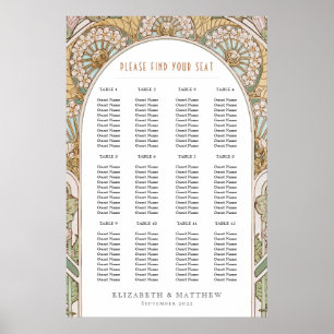 Poster Seating Chart Vintage Wedding Art Nouveau