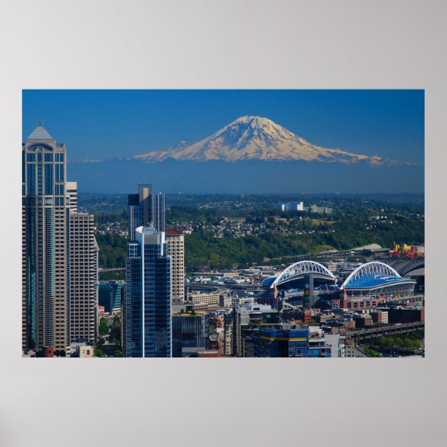 Poster Seattle avec le Mont Rainier Photographie (Devant)