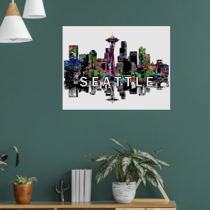 Poster Seattle, Washington en graffiti