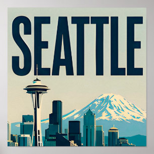 Poster 🌲 Seattle Washington Skyline