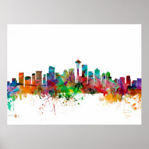 Poster Seattle Washington Skyline