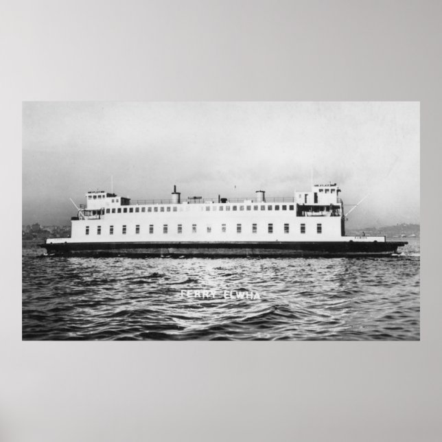 Poster Seattle, WashingtonVue du ferry Elwha (Devant)