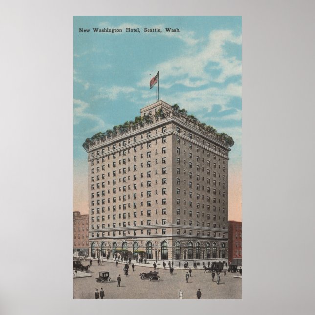 Poster Seattle, WAView du Washington Hotel (Devant)
