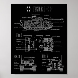 Poster Seconde Guerre mondiale Tigre Allemand Tiger I Eng