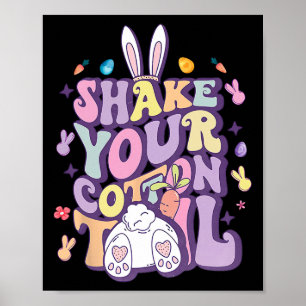 Poster Secoue Ton Fond de Coton Lapin de Pâques Drôle Fil