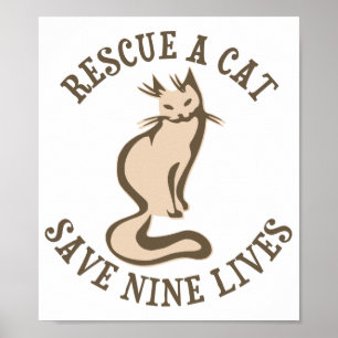 Poster Secourir Un Chat Sauver Neuf Vies