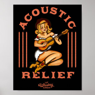 Poster Secours Acoustique Cute Tropical Guitare Musique T