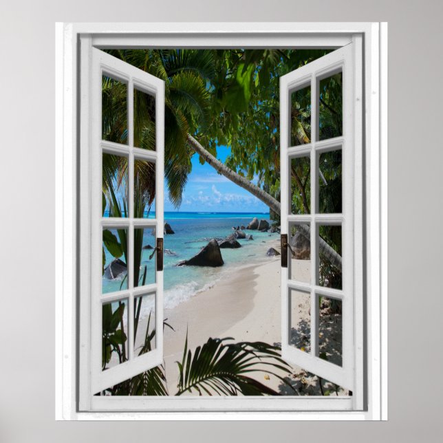 Poster Secret Tropical Beach View Fake Window (Devant)