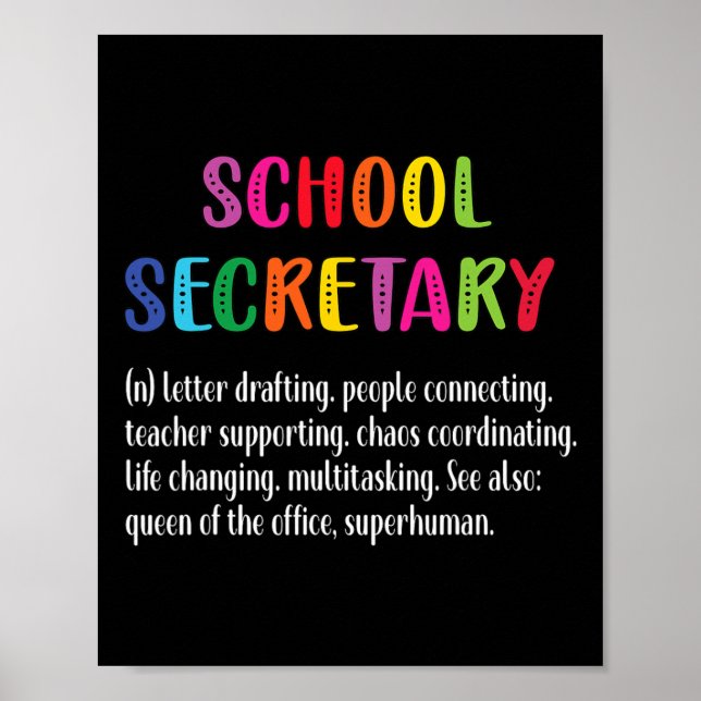 Poster Secrétaire Définition Secrétaire de l'école Équipe (Devant)