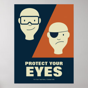 Poster Sécurité au travail Protégez vos yeux Rétro