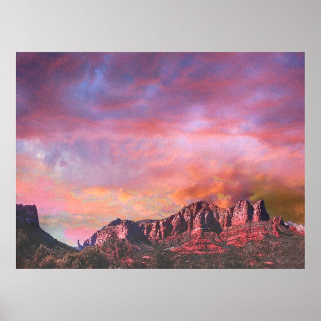 Poster SEDONA ARIZONA Red Rock Sunset (Devant)
