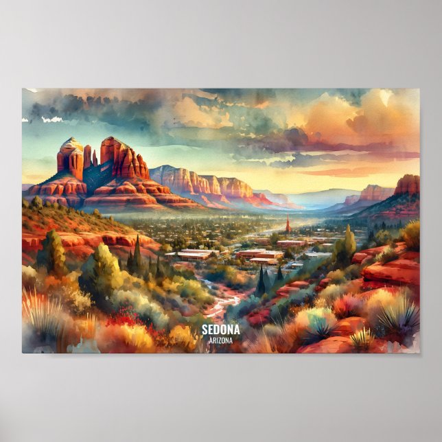 Poster Sedona Arizona USA Travel Places aquarelle (Devant)
