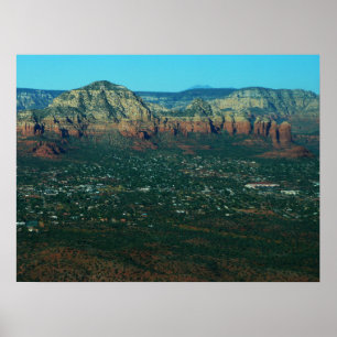Poster Sedona et Coffee Pot Rock vus d'en haut