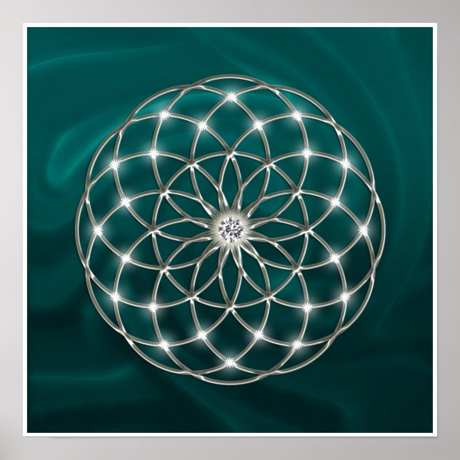 Poster Seed of life - Tube Torus - Flower of life vert (Devant)