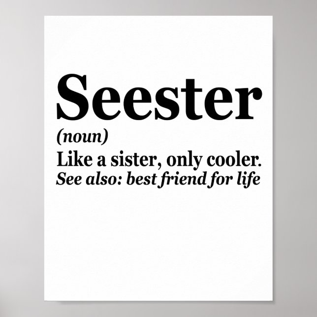 Poster Seester Noun Definition Best Sister Funny Gift (Devant)