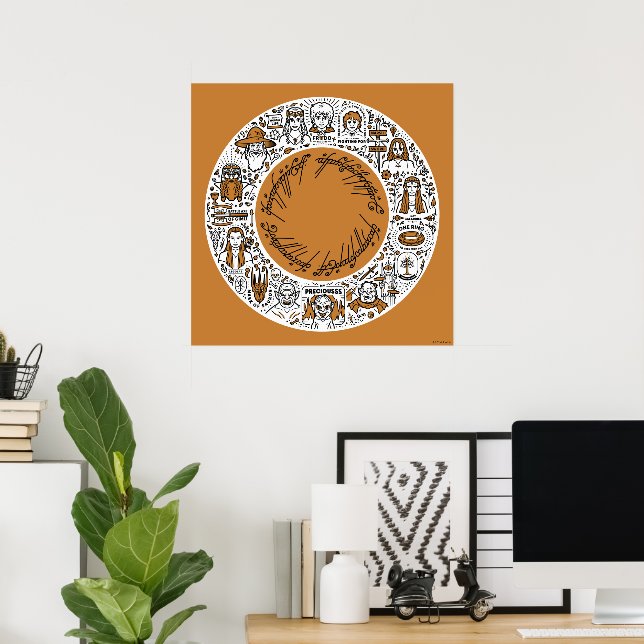 Poster SEIGNEUR DES RINGS™ Doodle Art (Bureau à domicile)