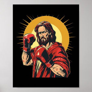 Poster Seigneur Jésus Et Dieu En Costume D'Anneau De Boxe