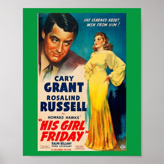 Poster Sein Mädchen Freitag Cary Grant Rosalind Ru (Vorne)