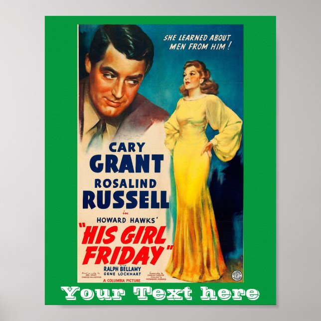 Poster Sein Mädchen Freitag Cary Grant Rosalind Ru (Vorne)