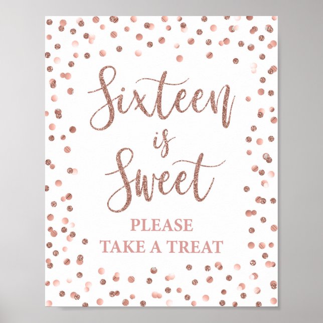 Poster Seize est Sweet Rose or Parties scintillant Confet (Devant)